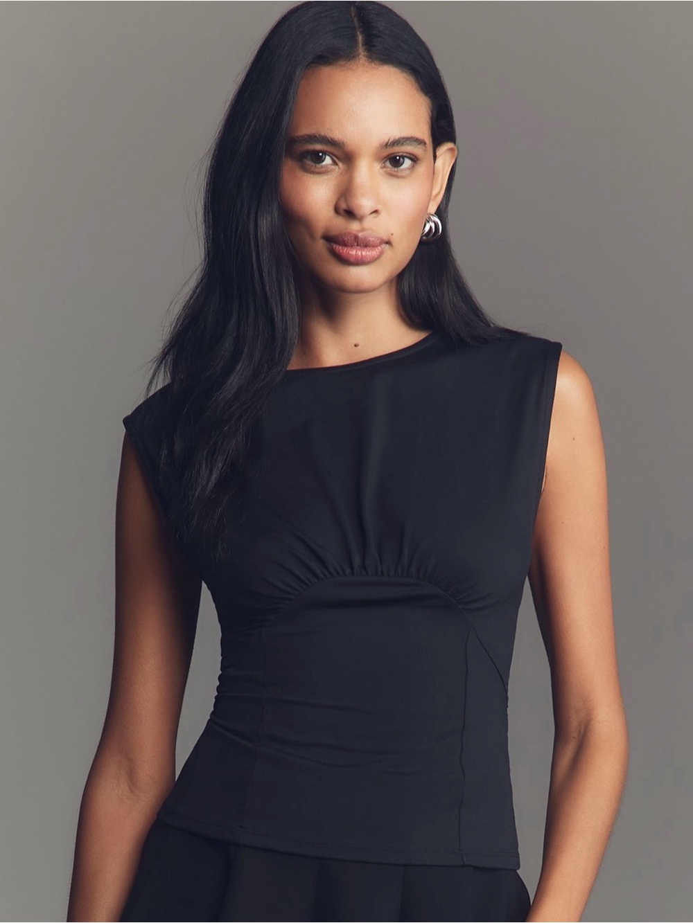 Anthropologie Maeve Black Shirred Corset Top